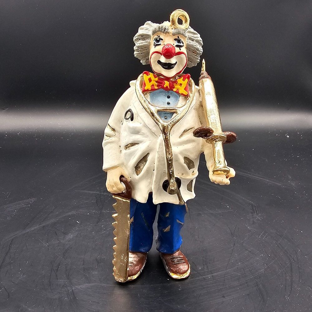 Vintage Ron‎ Lee Clown Doctor Surgeon Metal Sculpture Syringe Saw Medical 1979